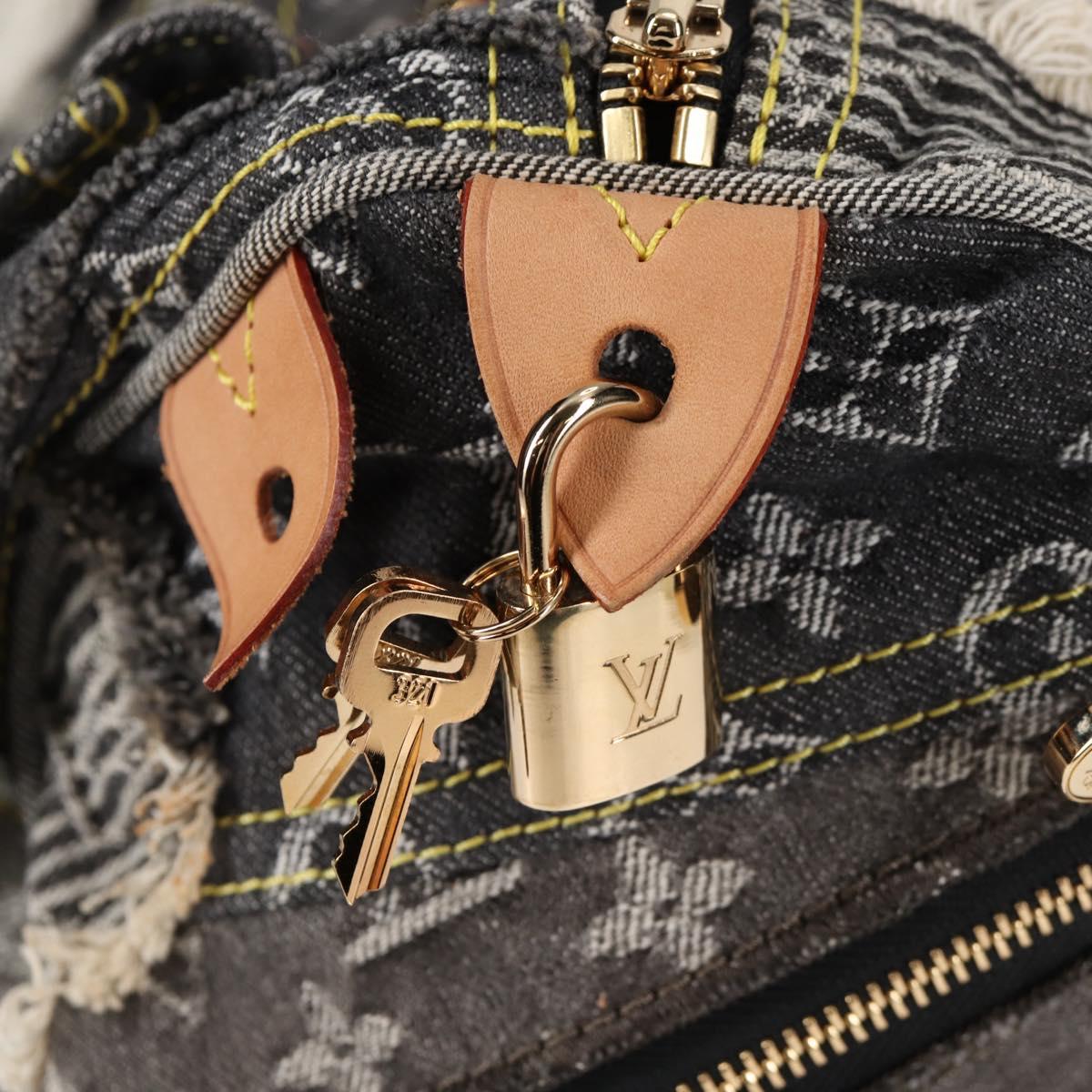 LOUIS VUITTON Monogram Denim Patchwork Speedy 30 Bag Gray M95381 LV Auth ki5785M