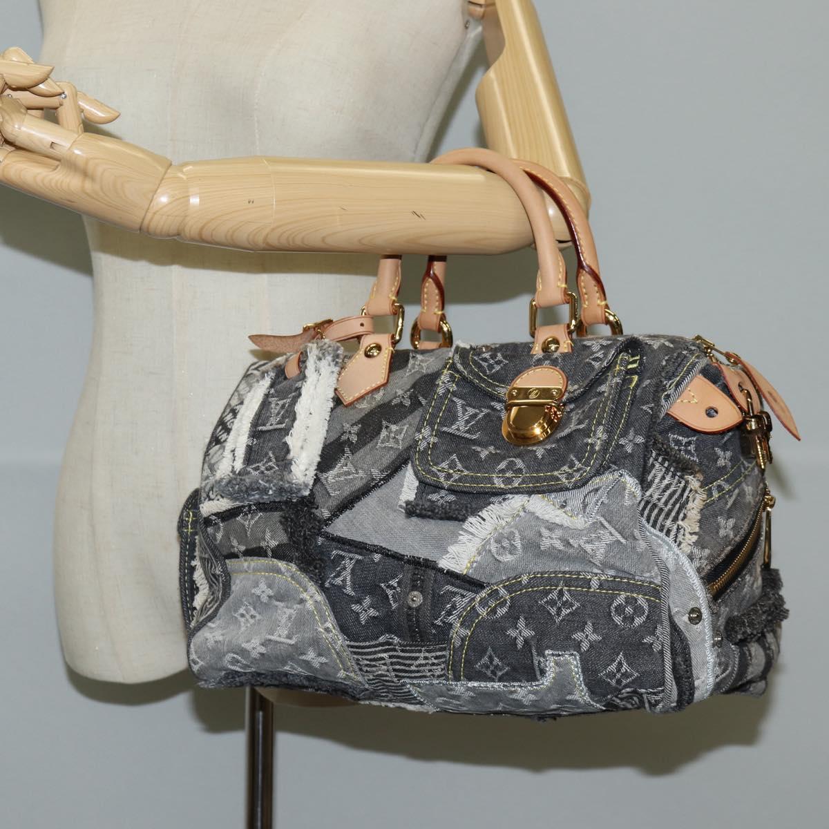 LOUIS VUITTON Monogram Denim Patchwork Speedy 30 Bag Gray M95381 LV Auth ki5785M