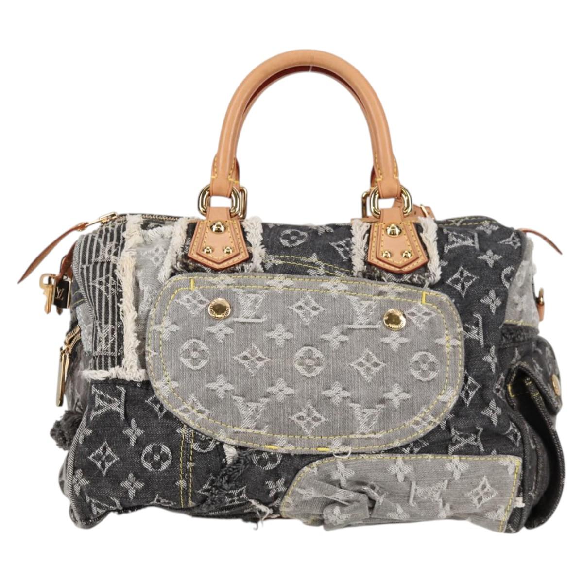 LOUIS VUITTON Monogram Denim Patchwork Speedy 30 Bag Gray M95381 LV Auth ki5785M
