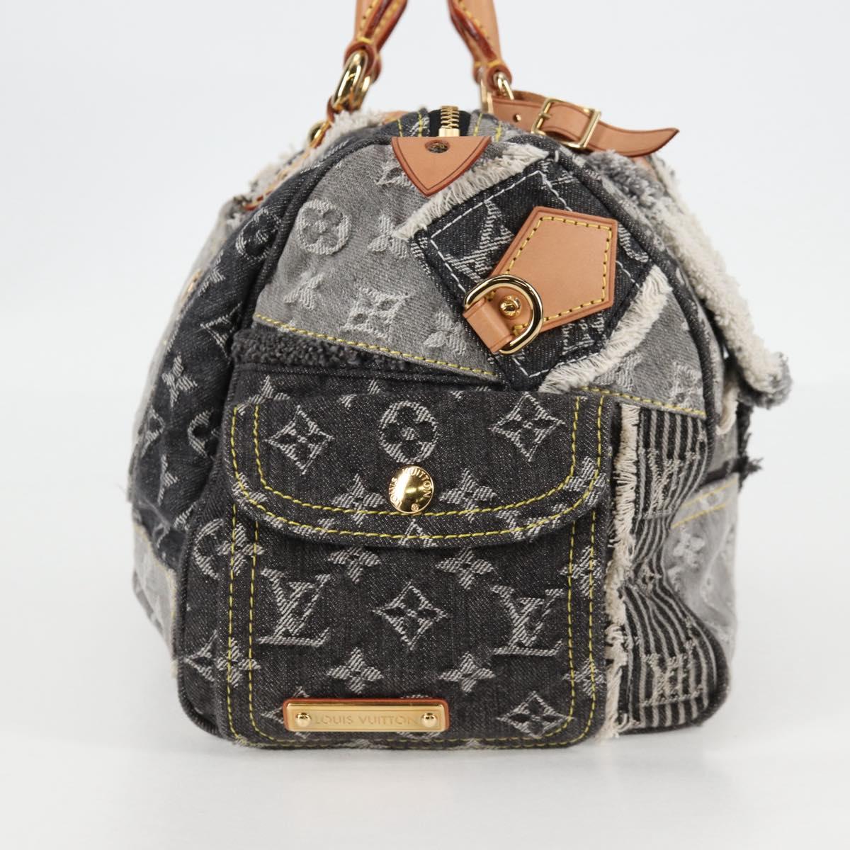 LOUIS VUITTON Monogram Denim Patchwork Speedy 30 Bag Gray M95381 LV Auth ki5785M