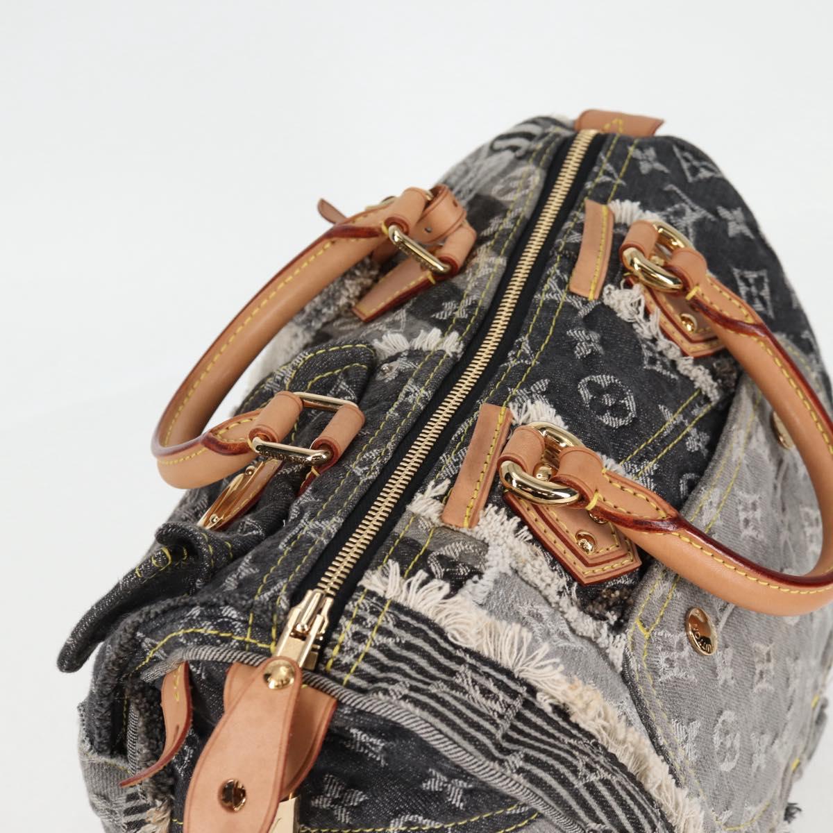 LOUIS VUITTON Monogram Denim Patchwork Speedy 30 Bag Gray M95381 LV Auth ki5785M
