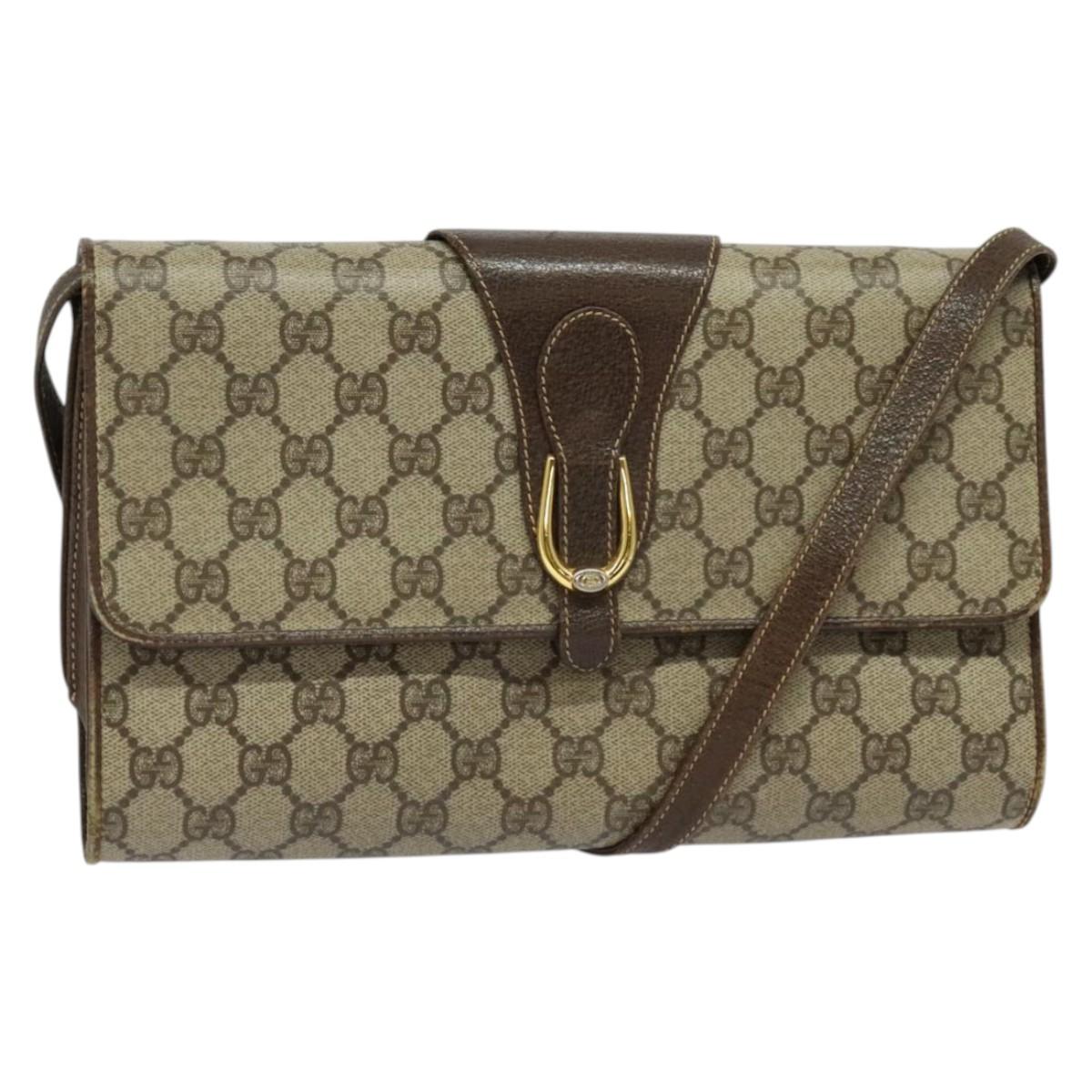 GUCCI GG Supreme Shoulder Bag PVC Beige Gold 904 02 050 Auth ki5803