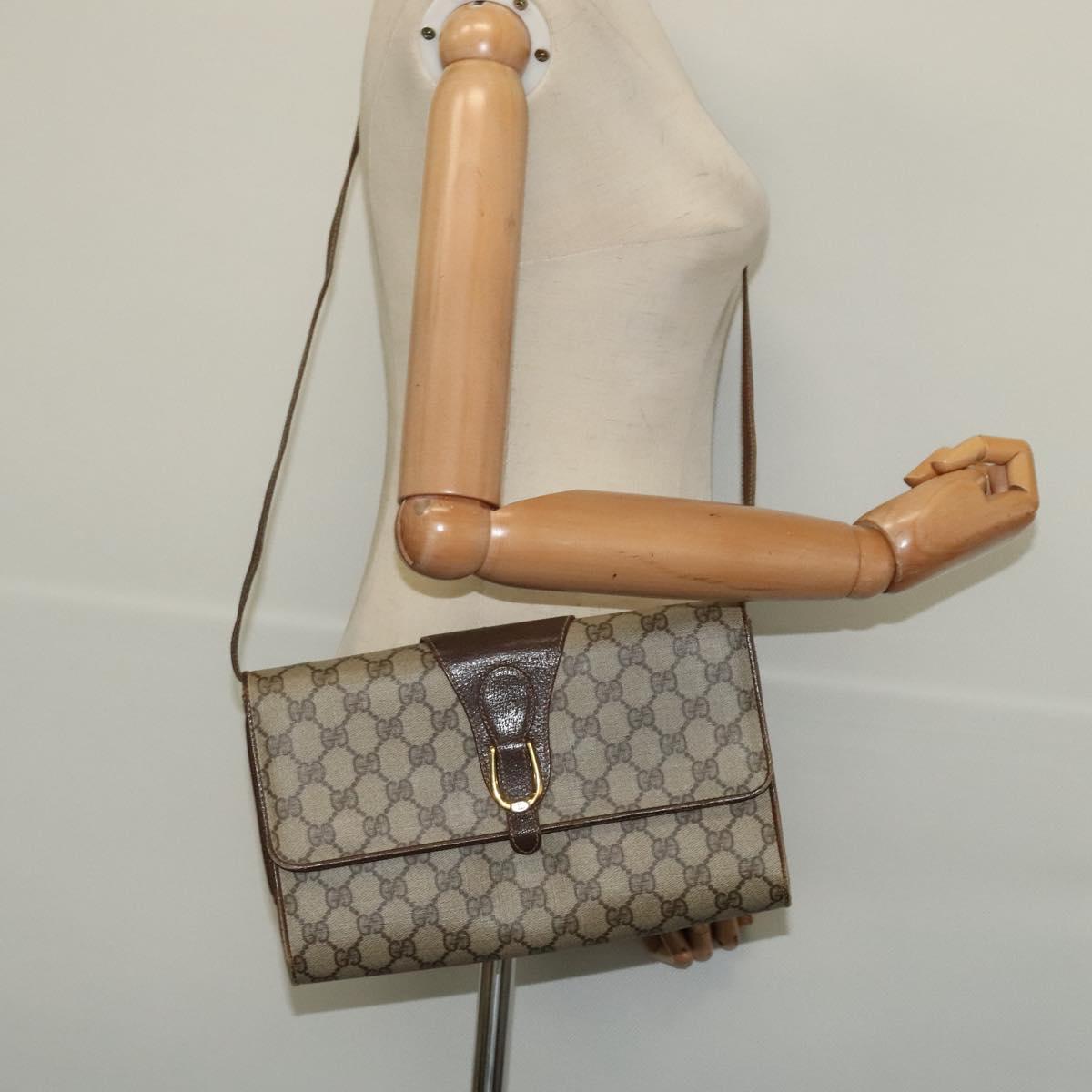GUCCI GG Supreme Shoulder Bag PVC Beige Gold 904 02 050 Auth ki5803