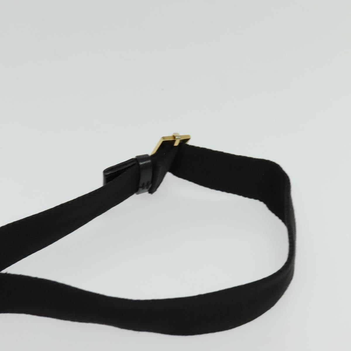 CELINE Macadam Canvas Shoulder Bag PVC Leather Black Gold Auth ki5807