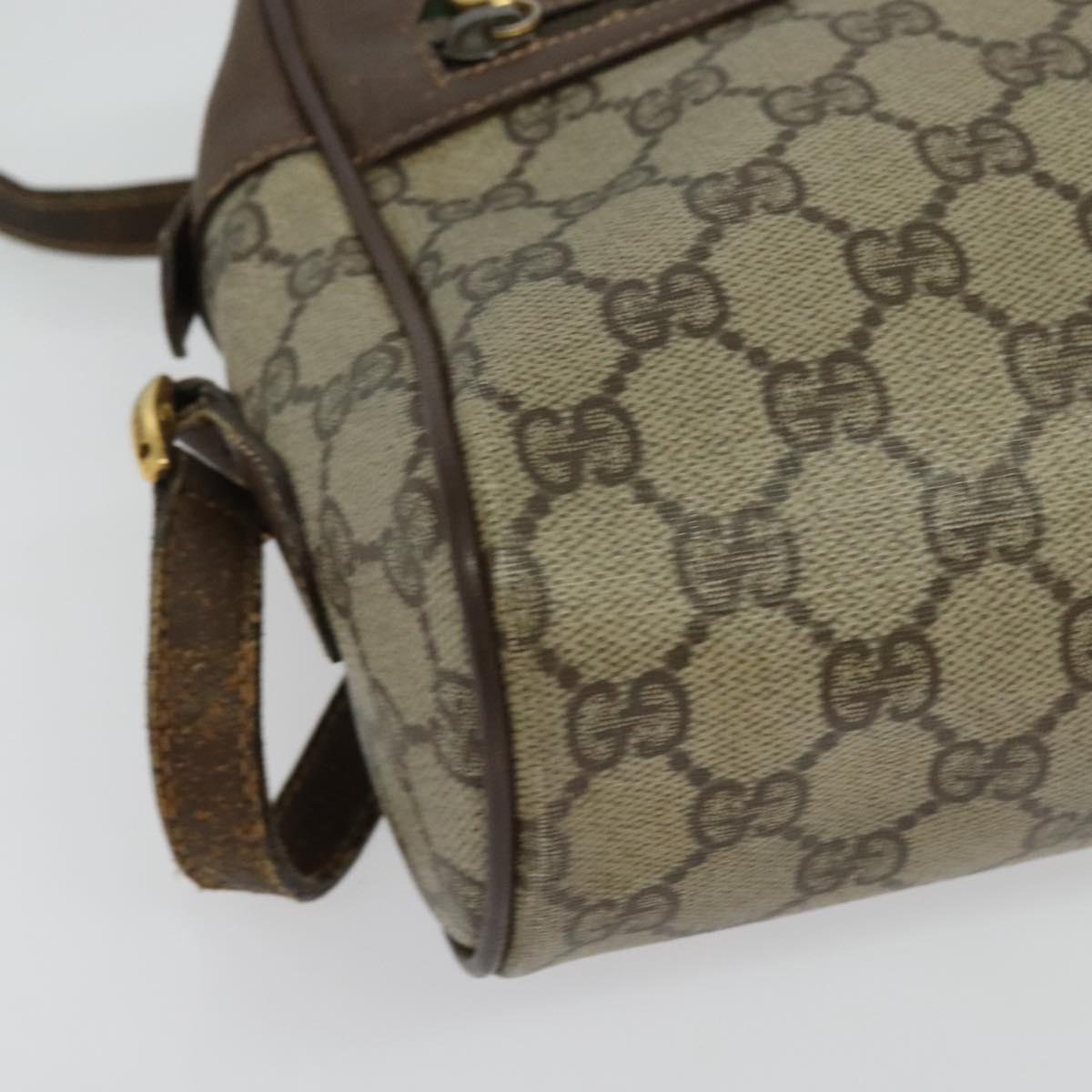 GUCCI GG Supreme Web Sherry Line Shoulder Bag PVC Beige 119 02 088 Auth ki5809