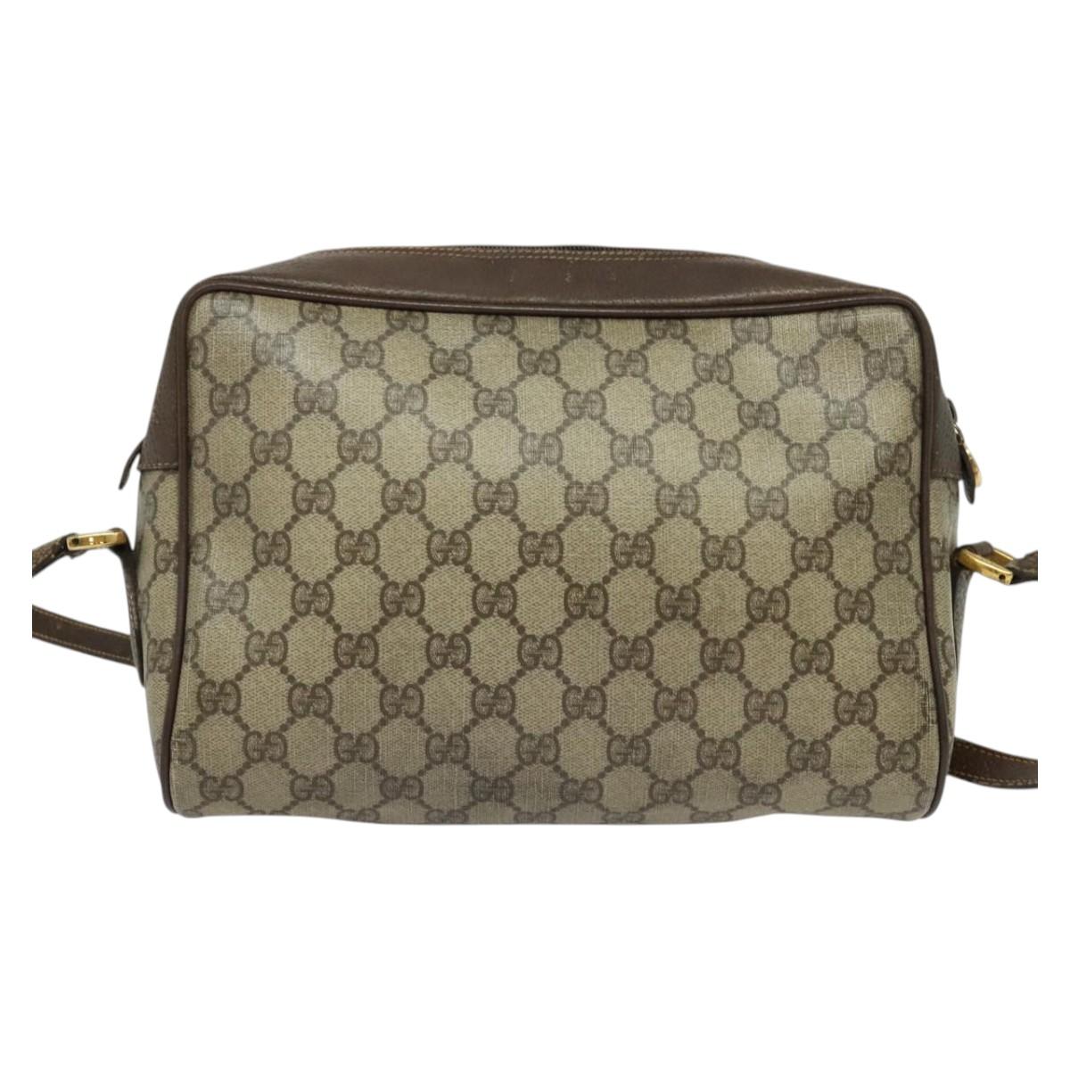 GUCCI GG Supreme Web Sherry Line Shoulder Bag PVC Beige 119 02 088 Auth ki5809