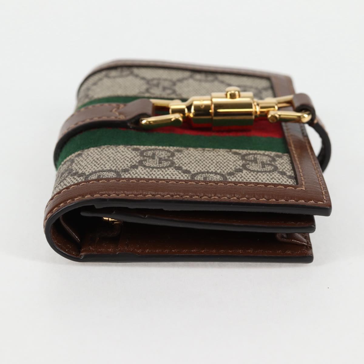 GUCCI GG Supreme Jackie WebbSherry Line Wallet PVC Beige 203495 Auth ki5817A