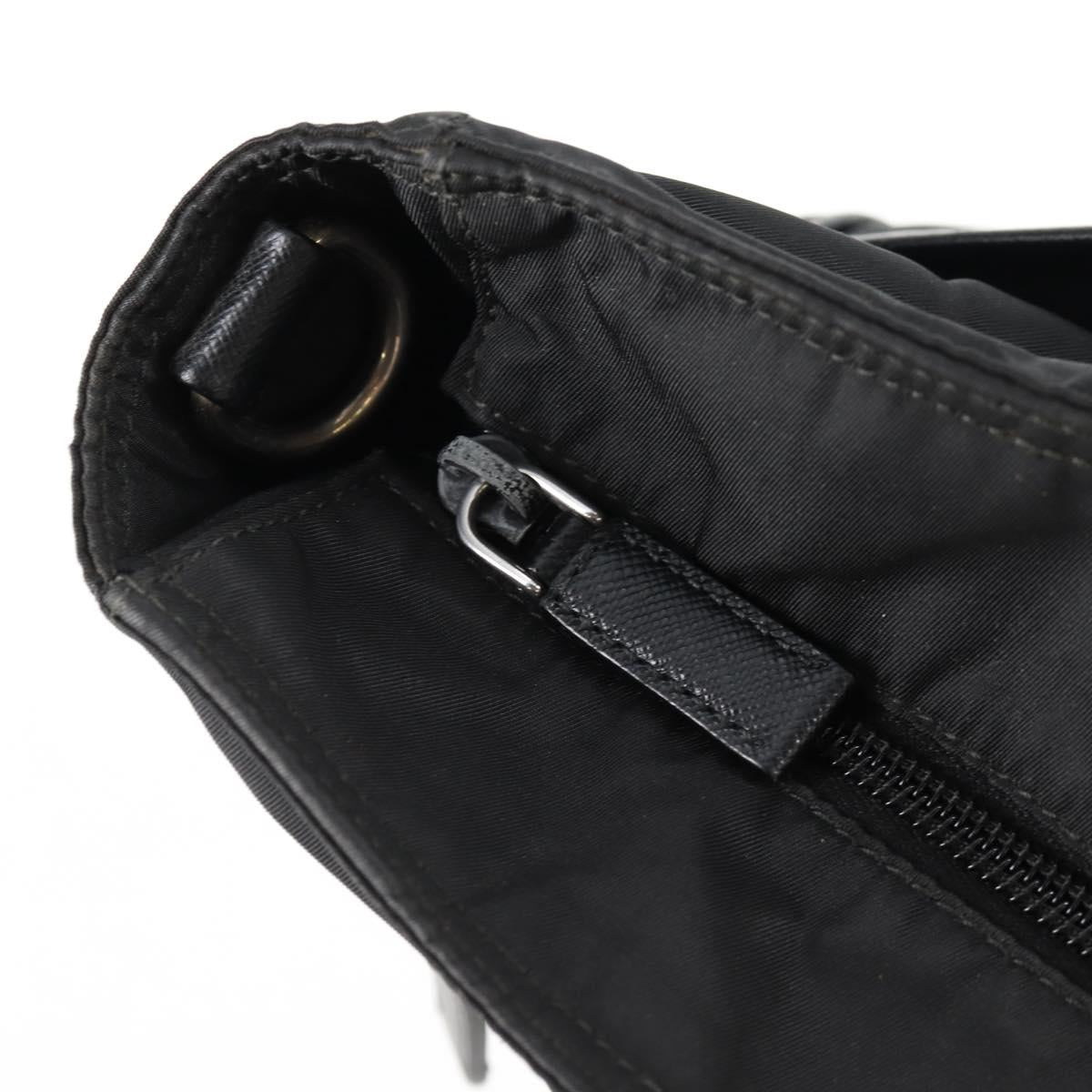 PRADA Tote Bag Nylon Black Silver Auth ki5831