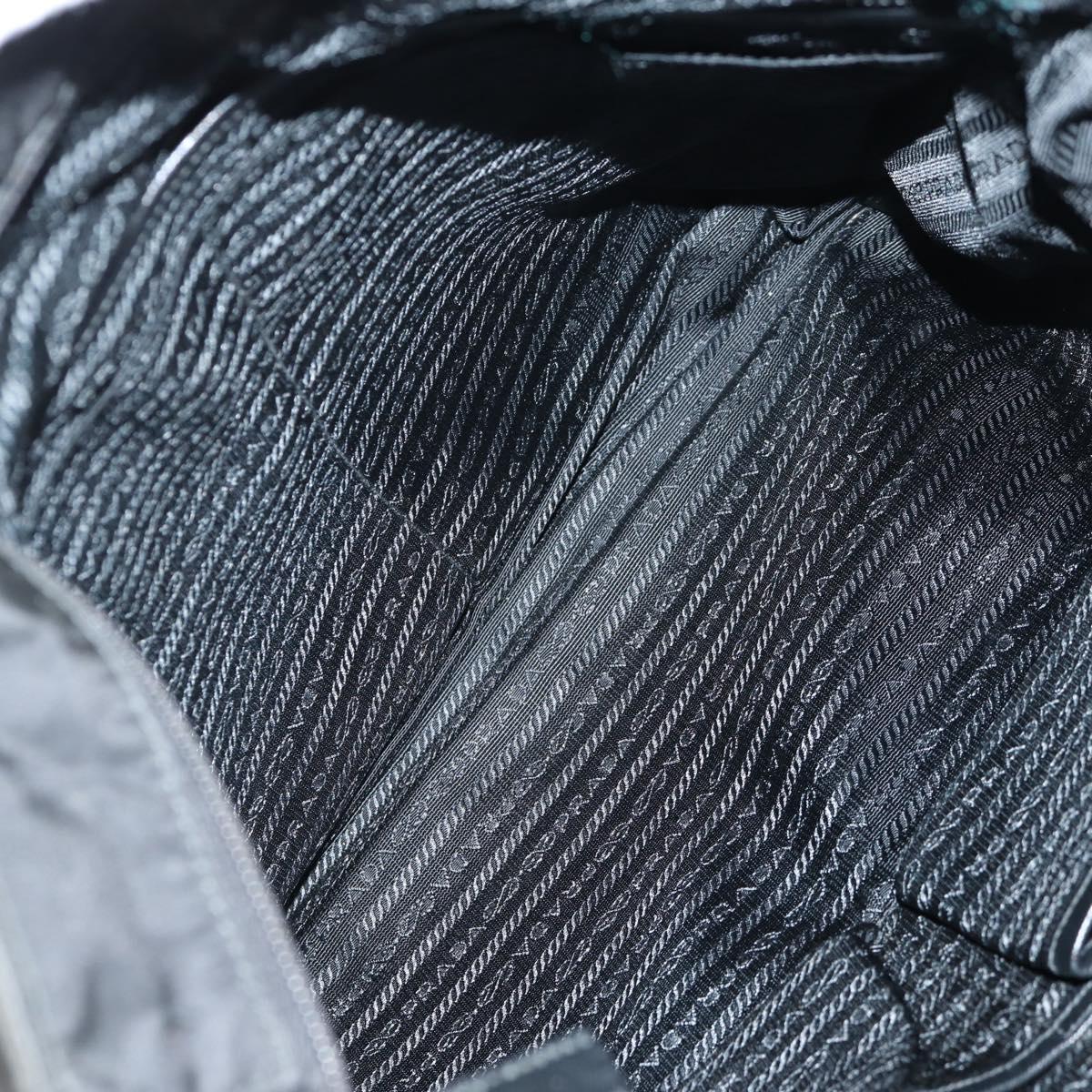 PRADA Tote Bag Nylon Black Silver Auth ki5831