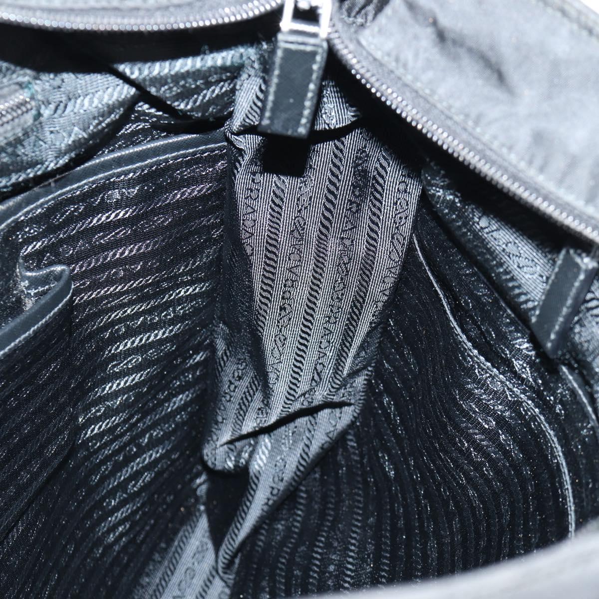 PRADA Tote Bag Nylon Black Silver Auth ki5831