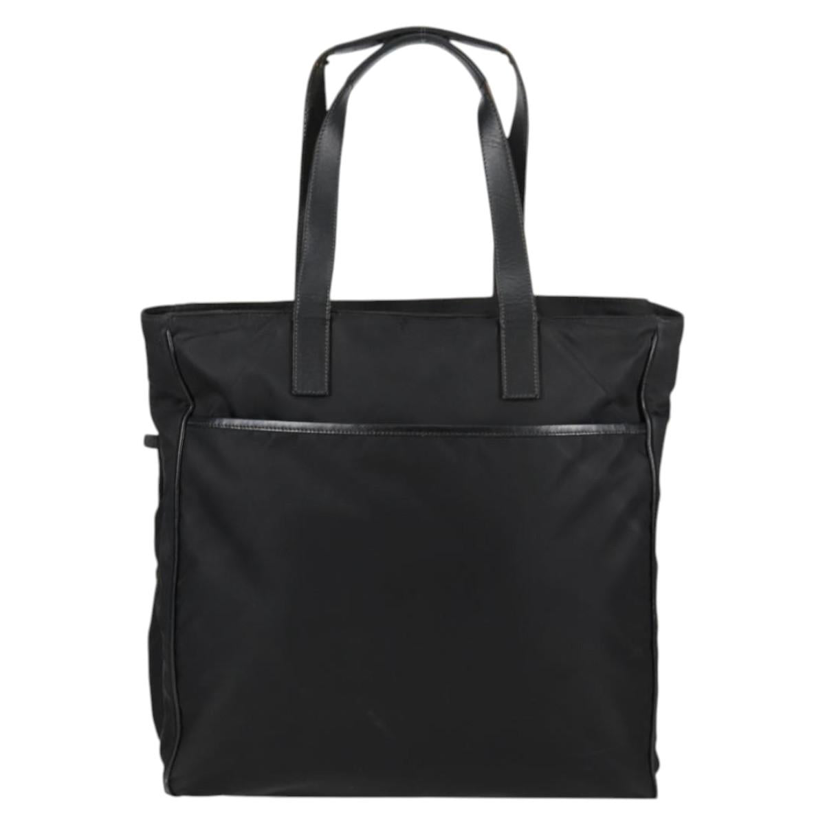 PRADA Tote Bag Nylon Black Silver Auth ki5831