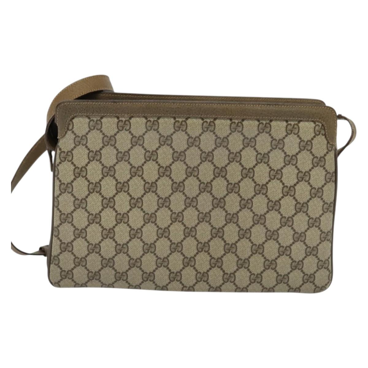 GUCCI GG Supreme Web Sherry Line Shoulder Bag PVC Beige 41 02 090 Auth ki5836
