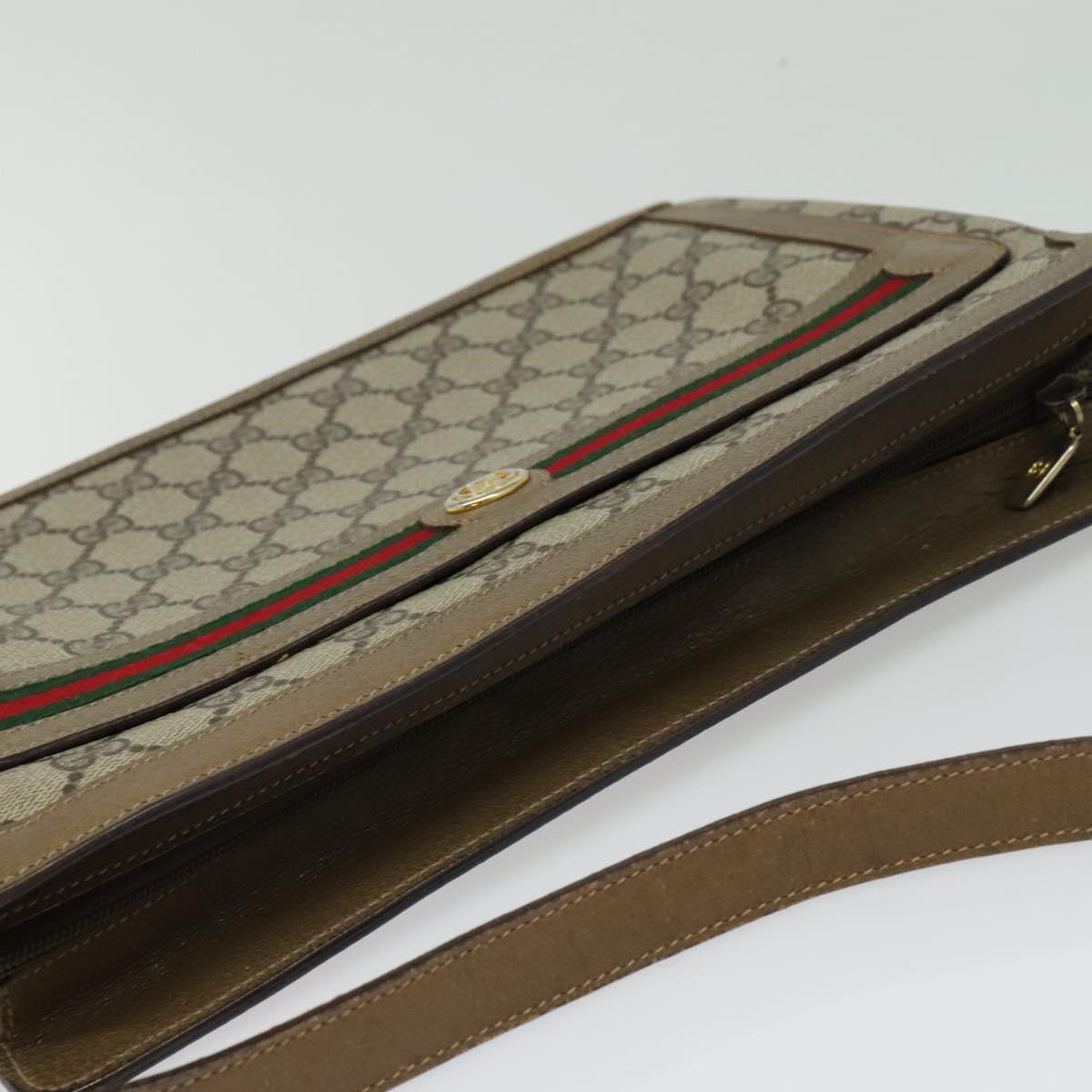 GUCCI GG Supreme Web Sherry Line Shoulder Bag PVC Beige 41 02 090 Auth ki5836