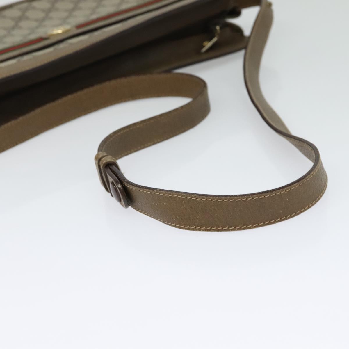 GUCCI GG Supreme Web Sherry Line Shoulder Bag PVC Beige 41 02 090 Auth ki5836