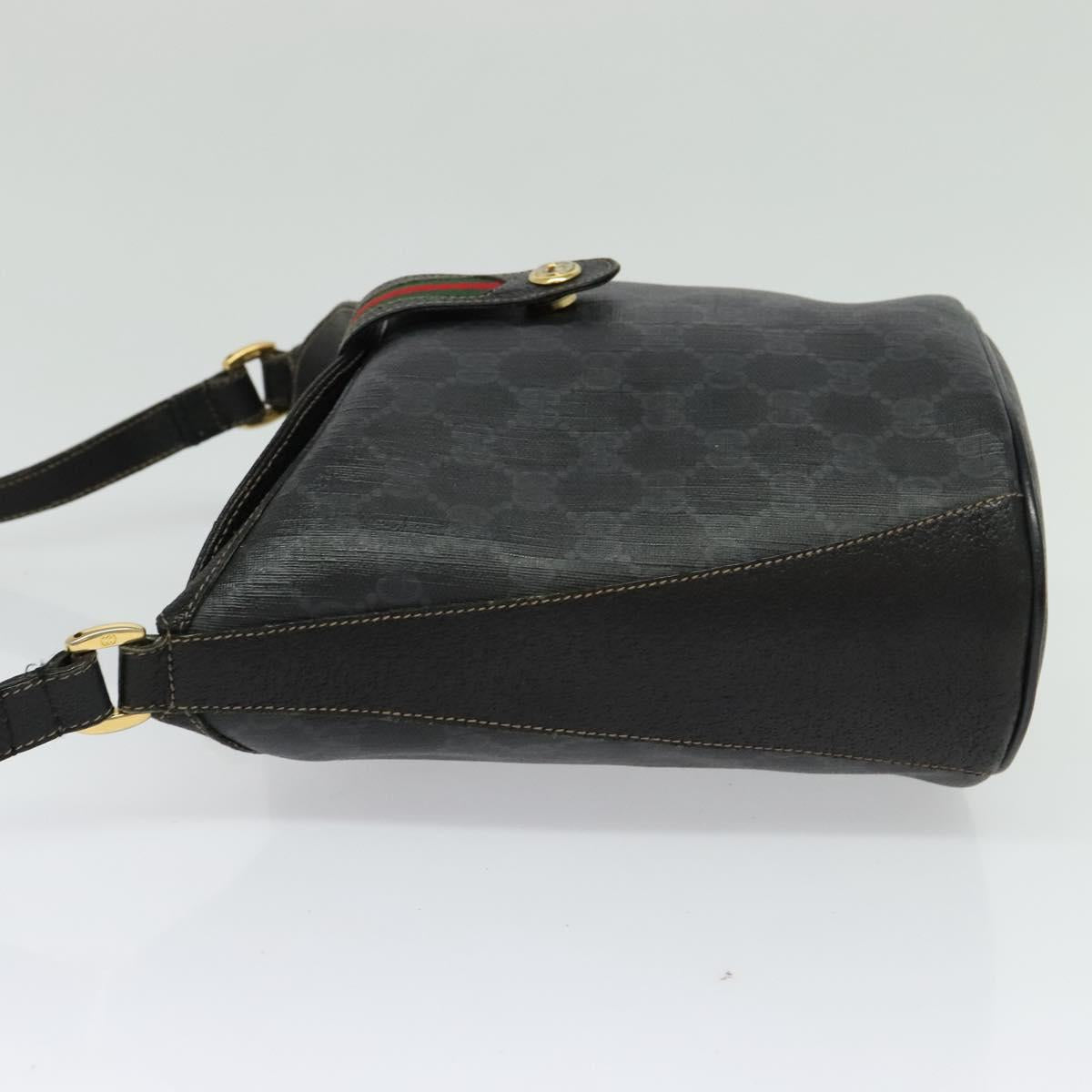 GUCCI GG Supreme Web Sherry Line Shoulder Bag PVC Black 904 02 081 Auth ki5838