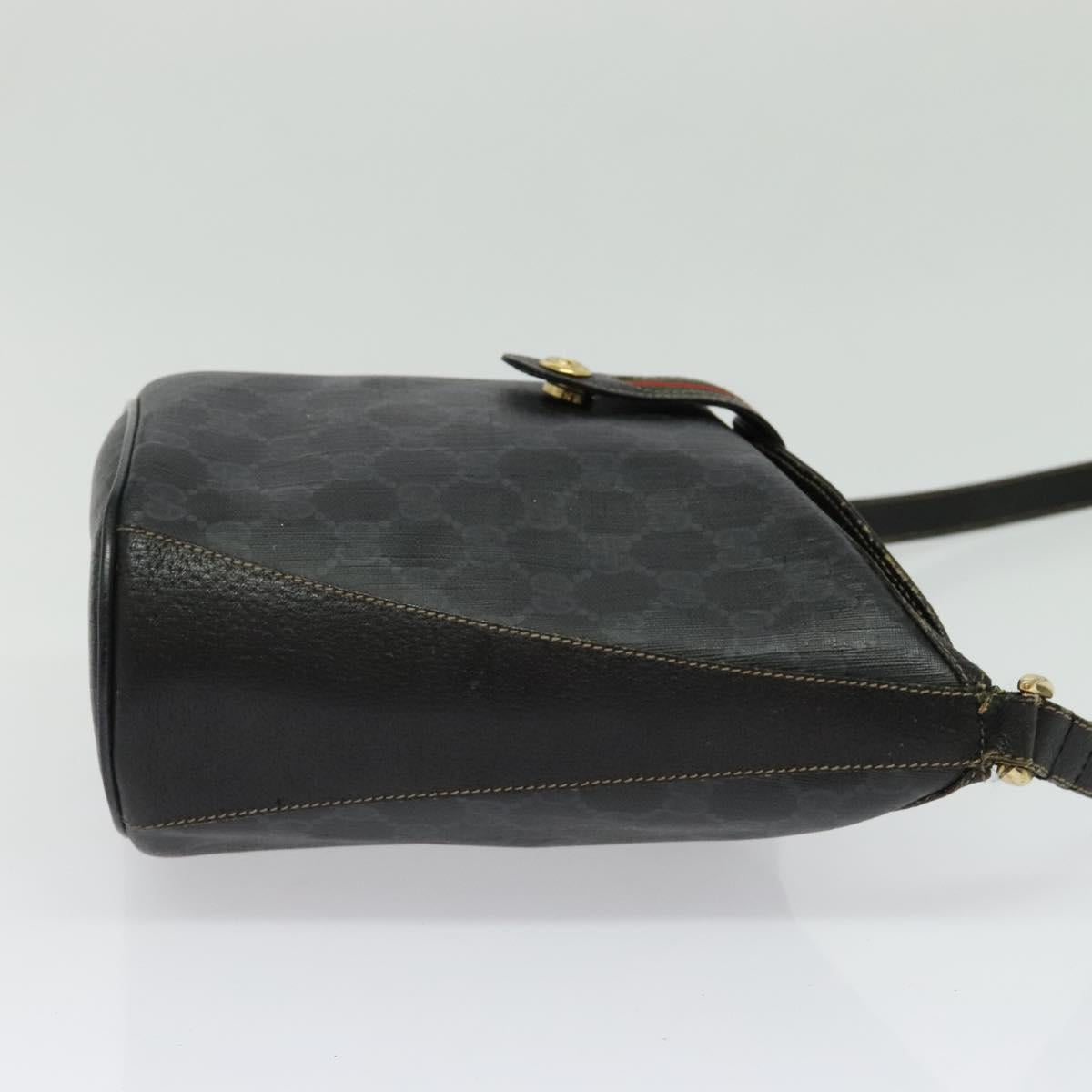 GUCCI GG Supreme Web Sherry Line Shoulder Bag PVC Black 904 02 081 Auth ki5838