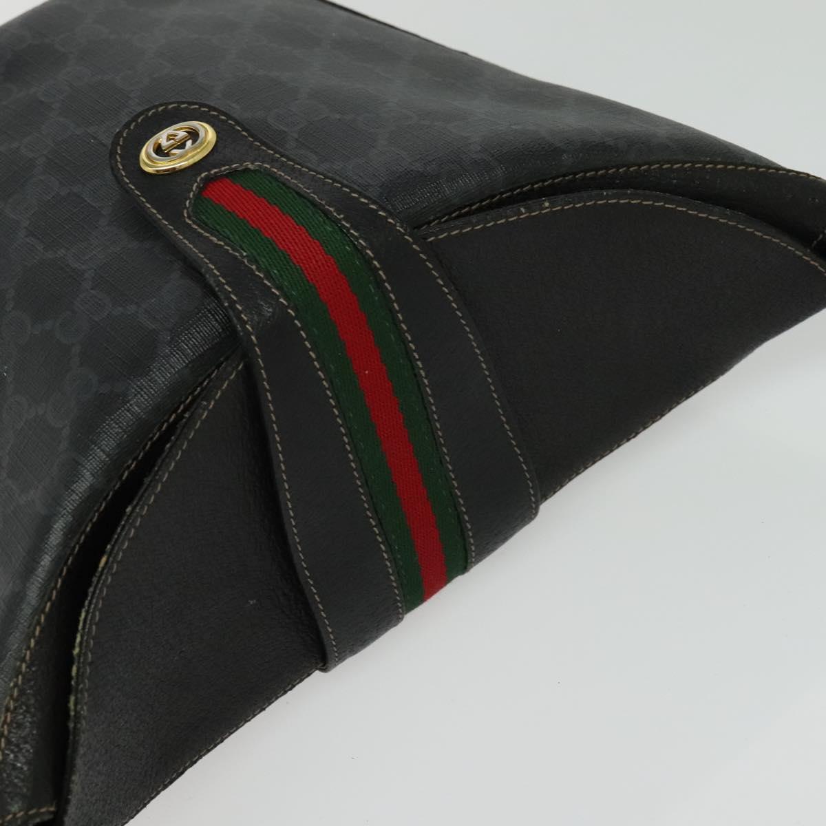 GUCCI GG Supreme Web Sherry Line Shoulder Bag PVC Black 904 02 081 Auth ki5838
