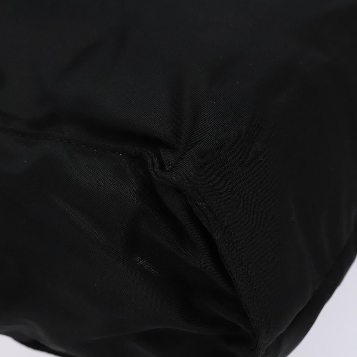 PRADA Tote Bag Nylon Leather Black Silver Auth ki5841