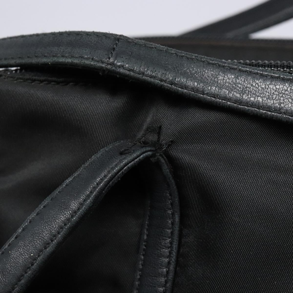 PRADA Tote Bag Nylon Leather Black Silver Auth ki5841