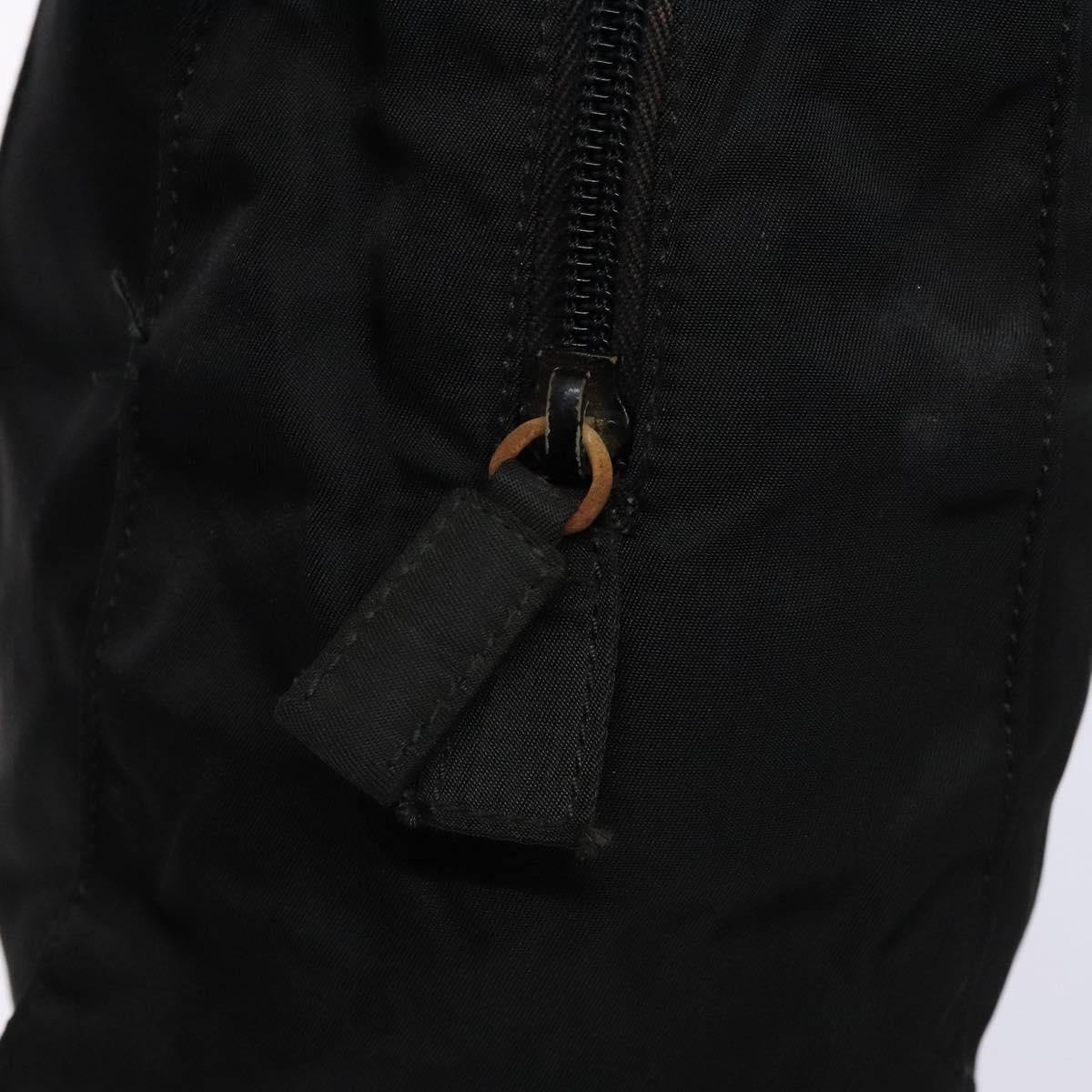 PRADA Tote Bag Nylon Leather Black Silver Auth ki5841