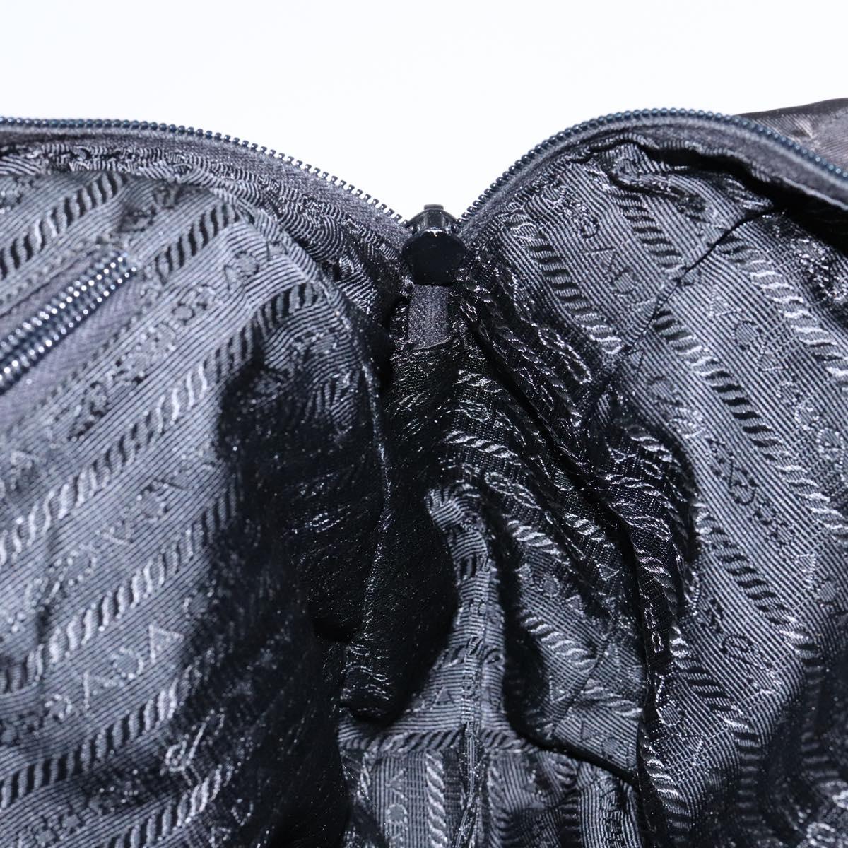 PRADA Tote Bag Nylon Leather Black Silver Auth ki5841