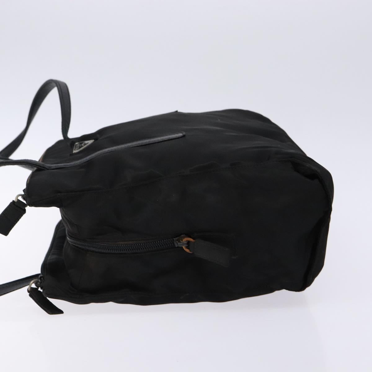 PRADA Tote Bag Nylon Leather Black Silver Auth ki5841