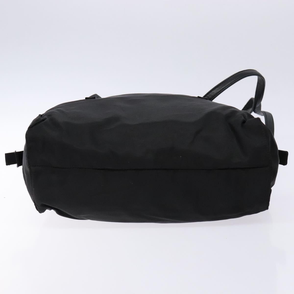 PRADA Tote Bag Nylon Leather Black Silver Auth ki5841