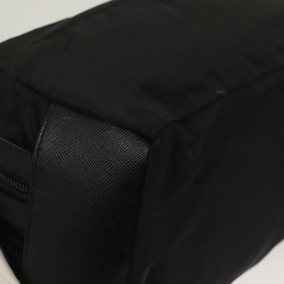 PRADA Clutch Bag Nylon Leather Black Silver Auth ki5843