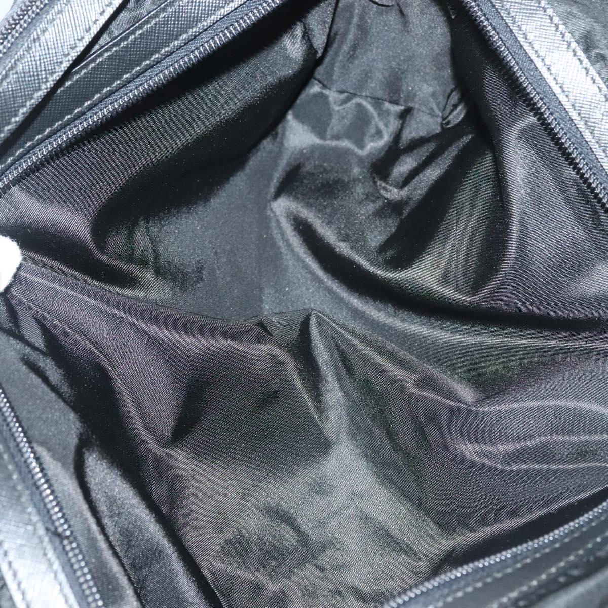 PRADA Clutch Bag Nylon Leather Black Silver Auth ki5843