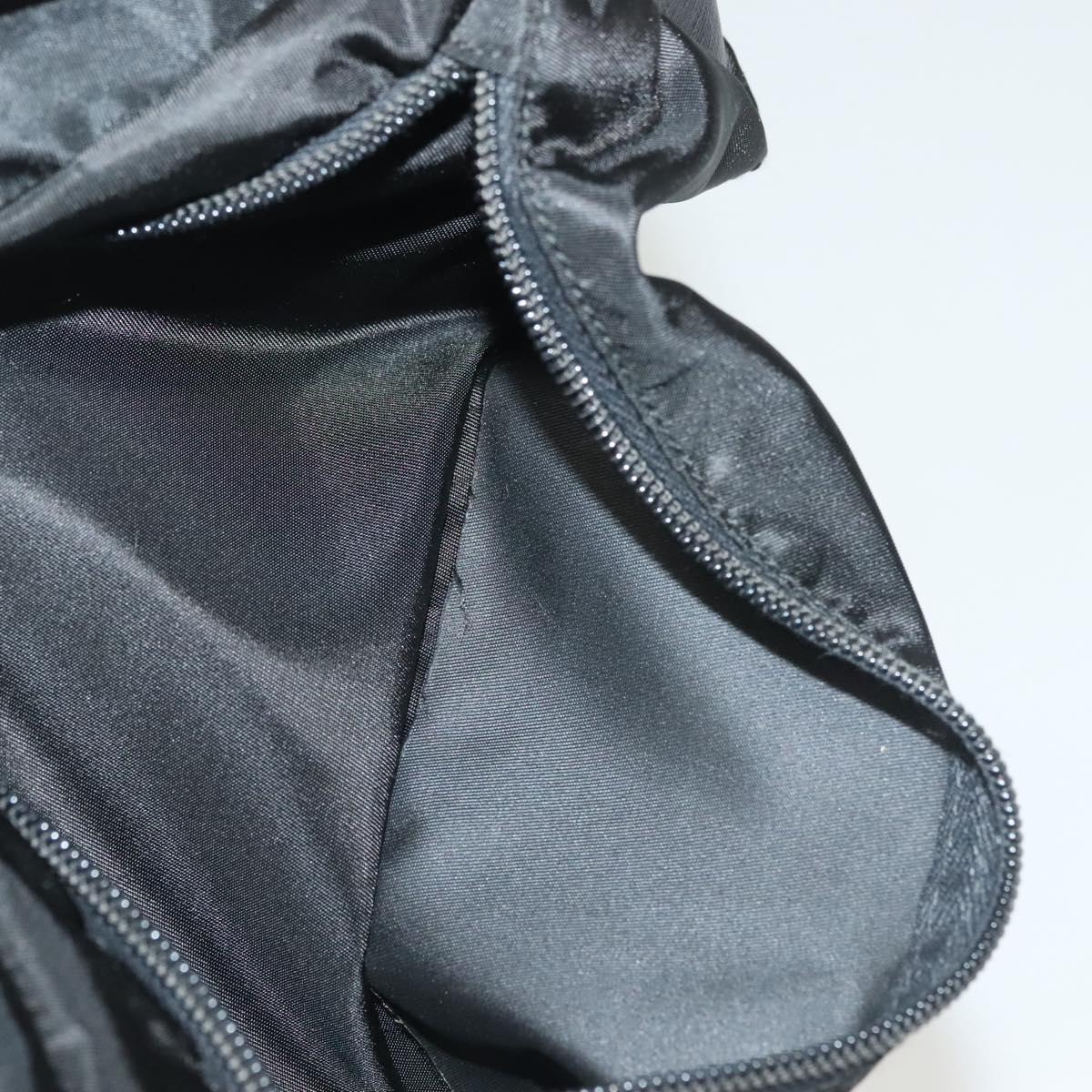 PRADA Clutch Bag Nylon Leather Black Silver Auth ki5843