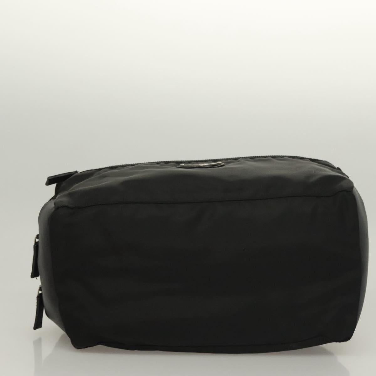 PRADA Clutch Bag Nylon Leather Black Silver Auth ki5843