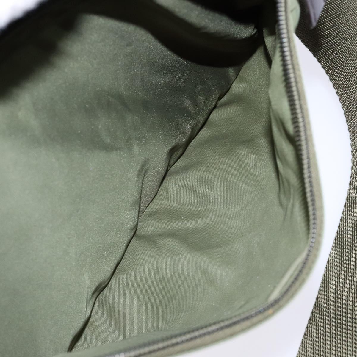 PRADA Shoulder Bag Nylon Khaki Silver Auth ki5844