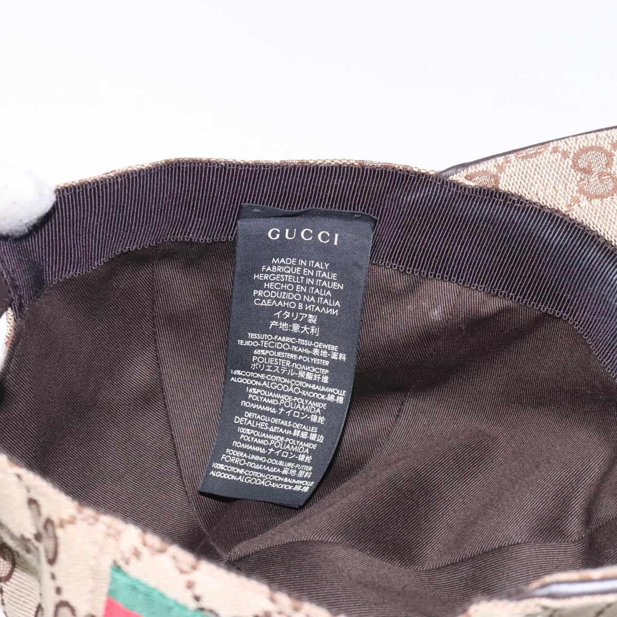 GUCCI GG Canvas Baseball Cap L Beige Red Green 200035 Auth ki5852