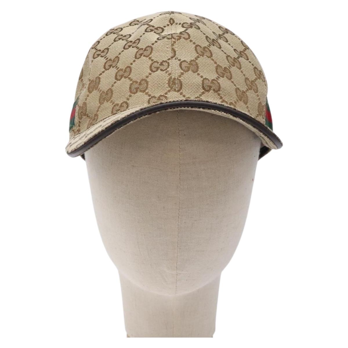 GUCCI GG Canvas Baseball Cap L Beige Red Green 200035 Auth ki5852