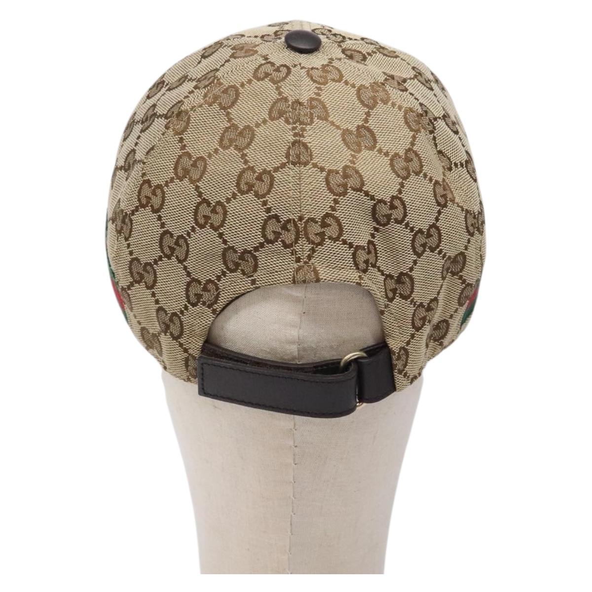 GUCCI GG Canvas Baseball Cap L Beige Red Green 200035 Auth ki5852
