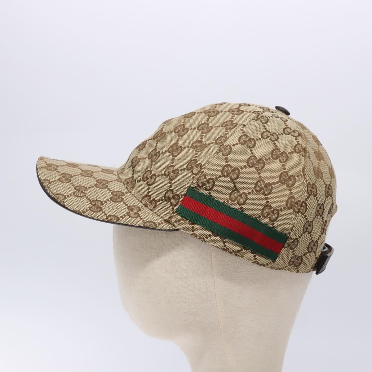 GUCCI GG Canvas Baseball Cap L Beige Red Green 200035 Auth ki5852