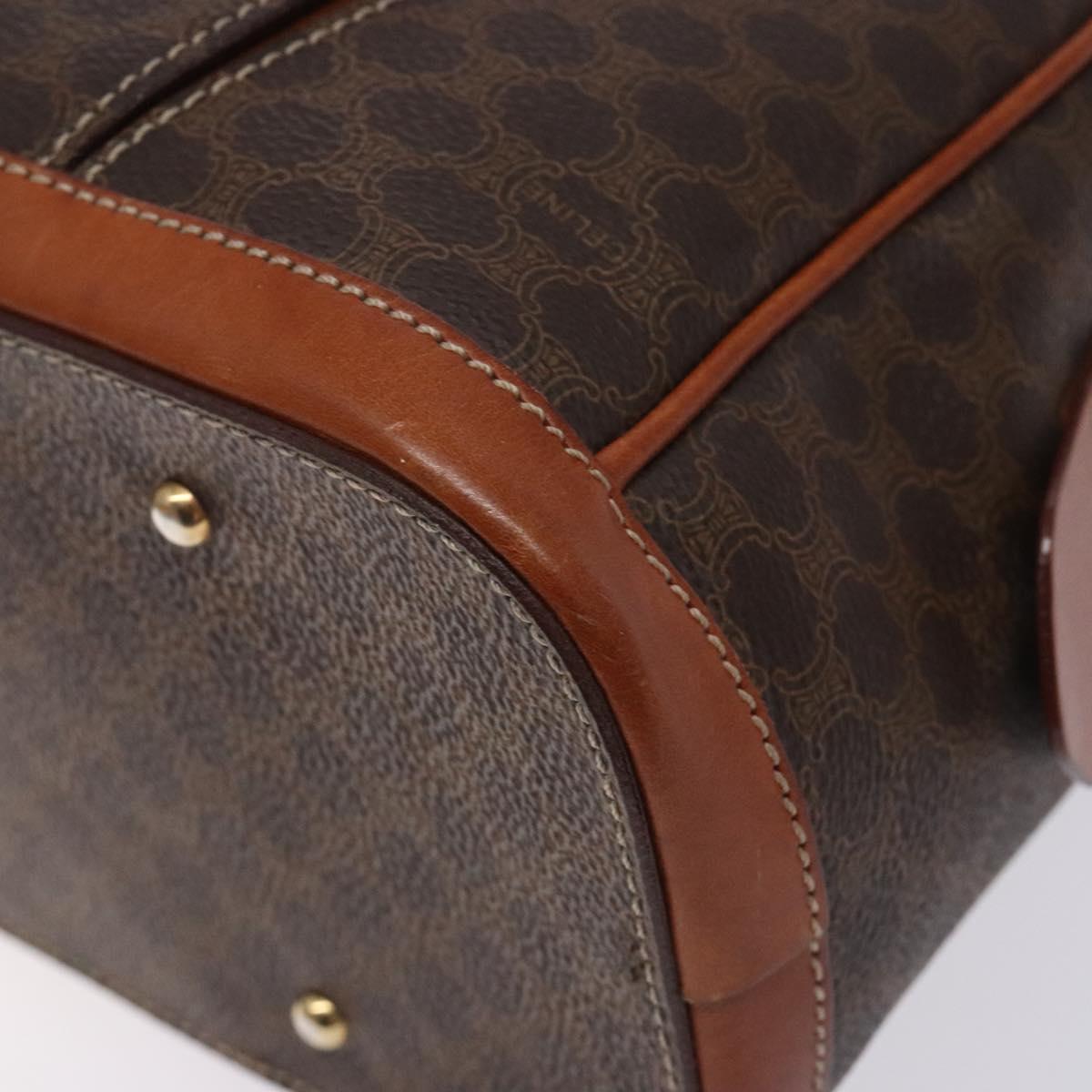 CELINE Macadam Canvas Hand Bag PVC Leather Brown Gold Auth ki5869
