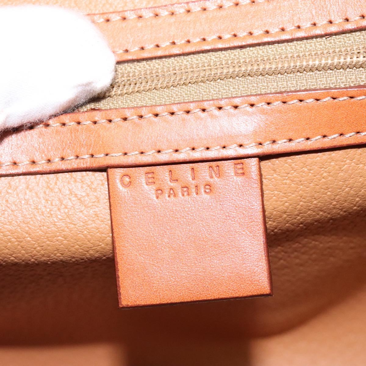 CELINE Macadam Canvas Hand Bag PVC Leather Brown Gold Auth ki5869