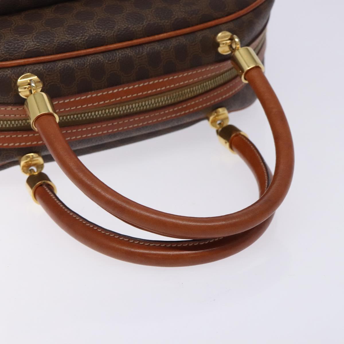 CELINE Macadam Canvas Hand Bag PVC Leather Brown Gold Auth ki5869