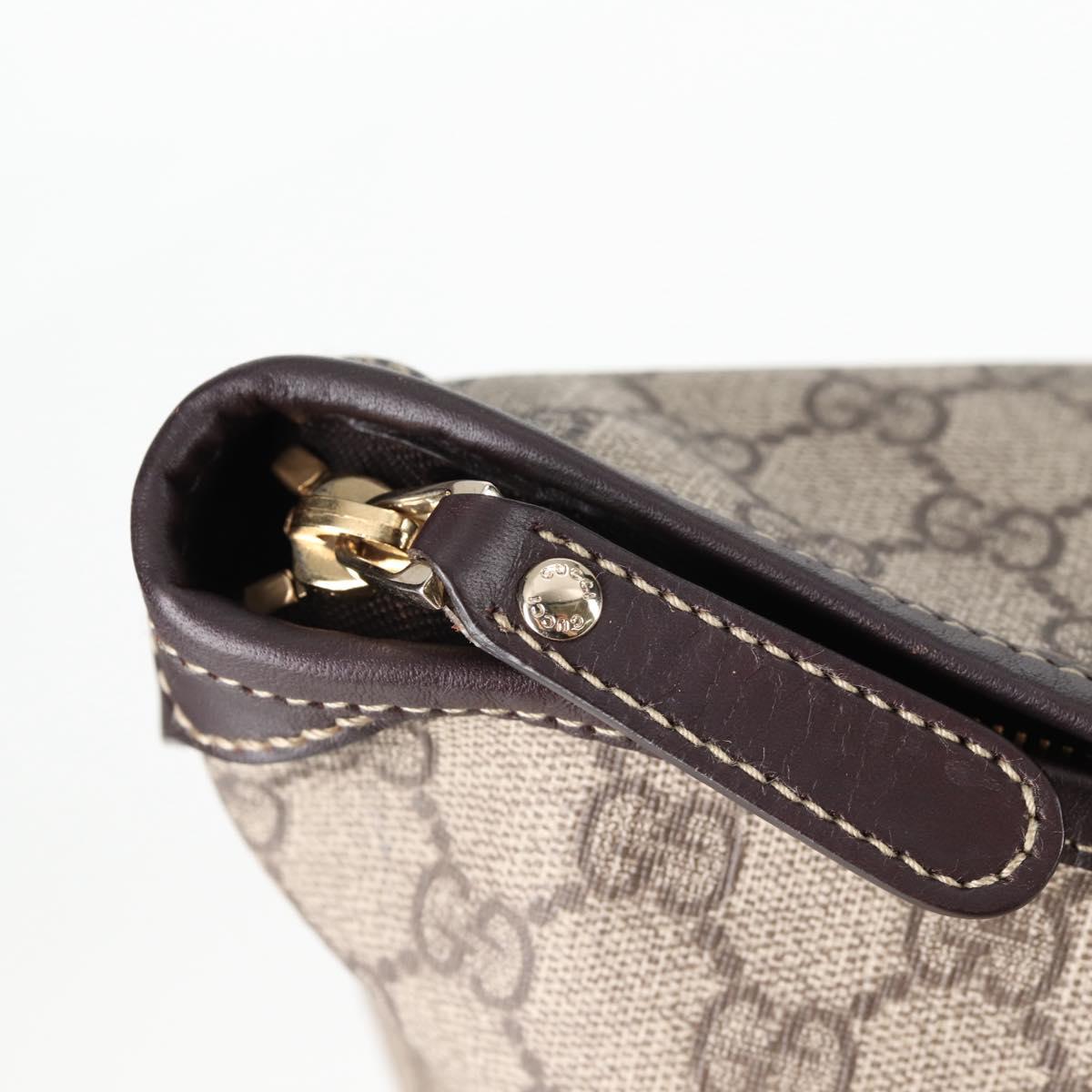 GUCCI GG Supreme Tote Bag PVC Brown Gold 201482 Auth ki5870A