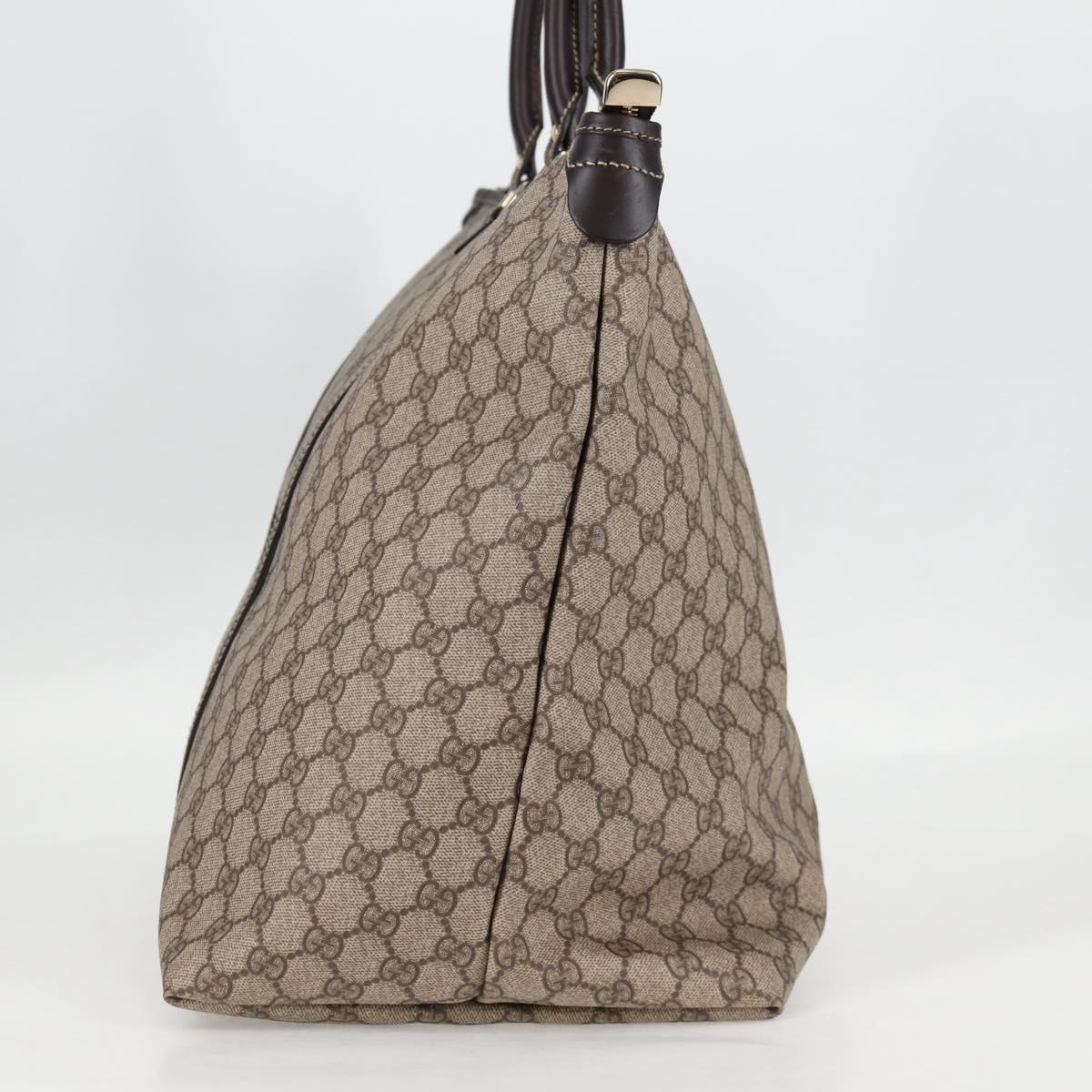 GUCCI GG Supreme Tote Bag PVC Brown Gold 201482 Auth ki5870A