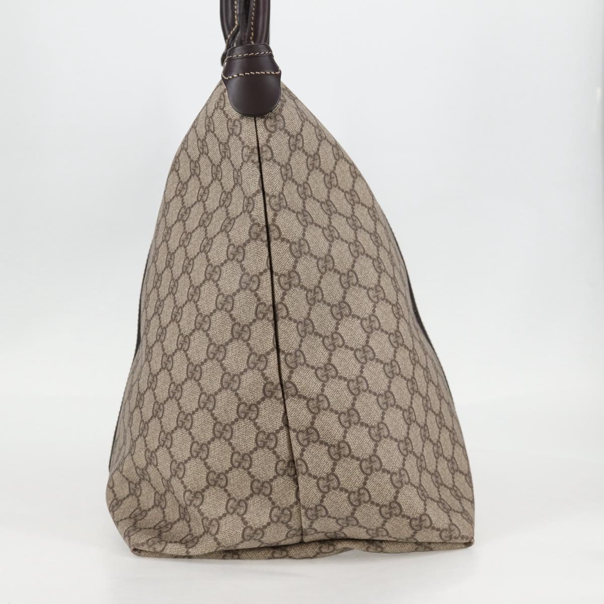 GUCCI GG Supreme Tote Bag PVC Brown Gold 201482 Auth ki5870A