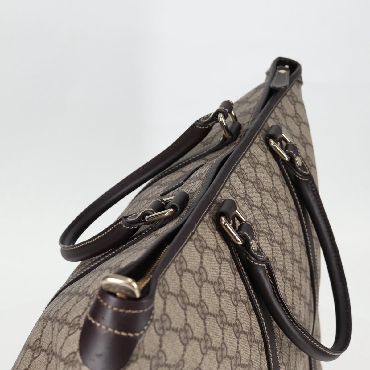 GUCCI GG Supreme Tote Bag PVC Brown Gold 201482 Auth ki5870A
