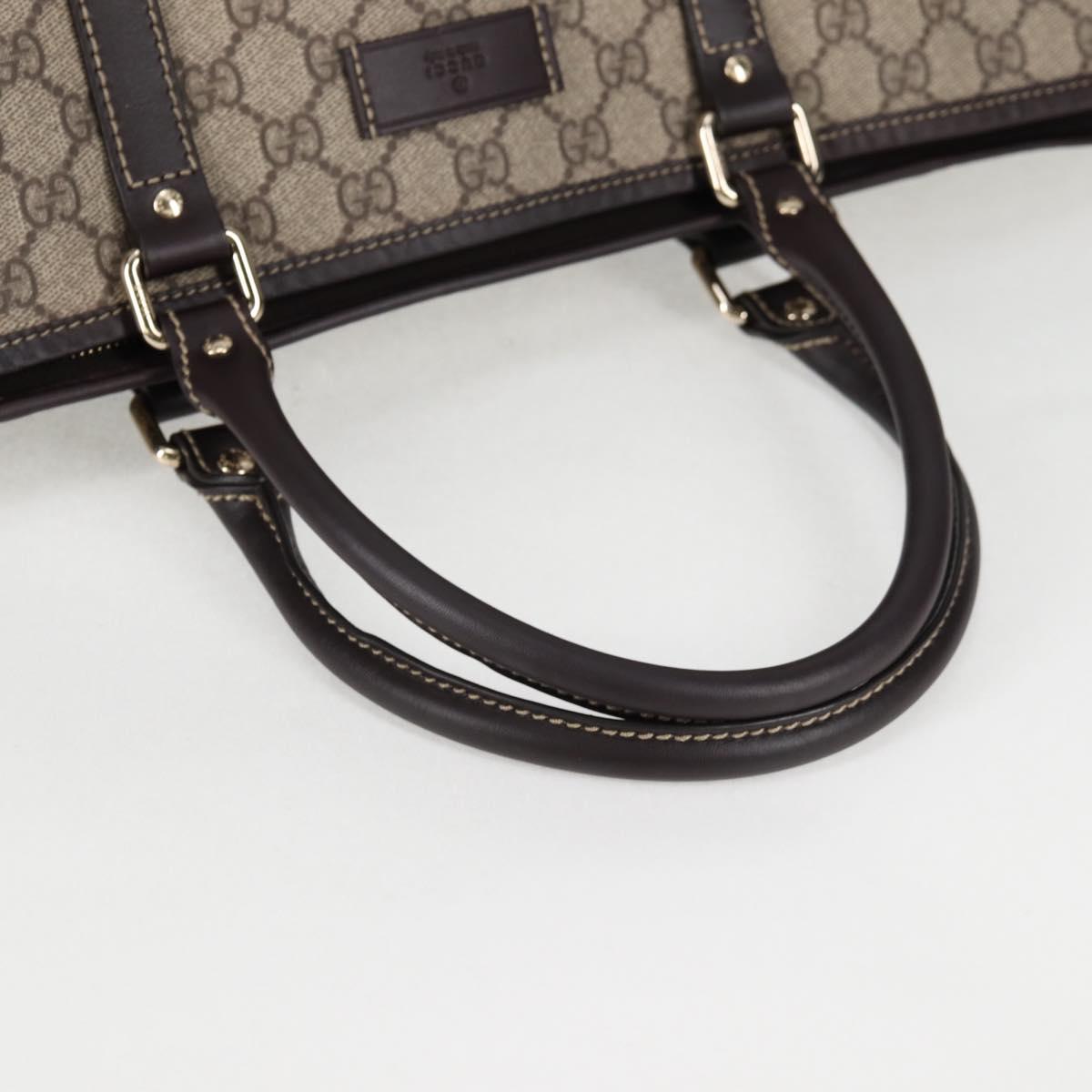 GUCCI GG Supreme Tote Bag PVC Brown Gold 201482 Auth ki5870A