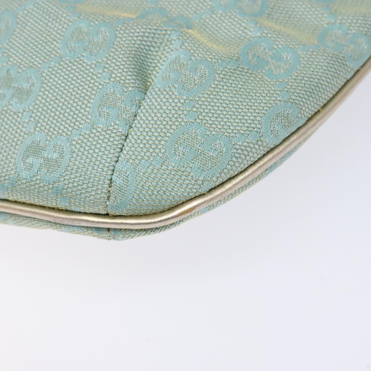 GUCCI GG Canvas Accessory Pouch Light Blue Gold 005 0813 Auth ki5876