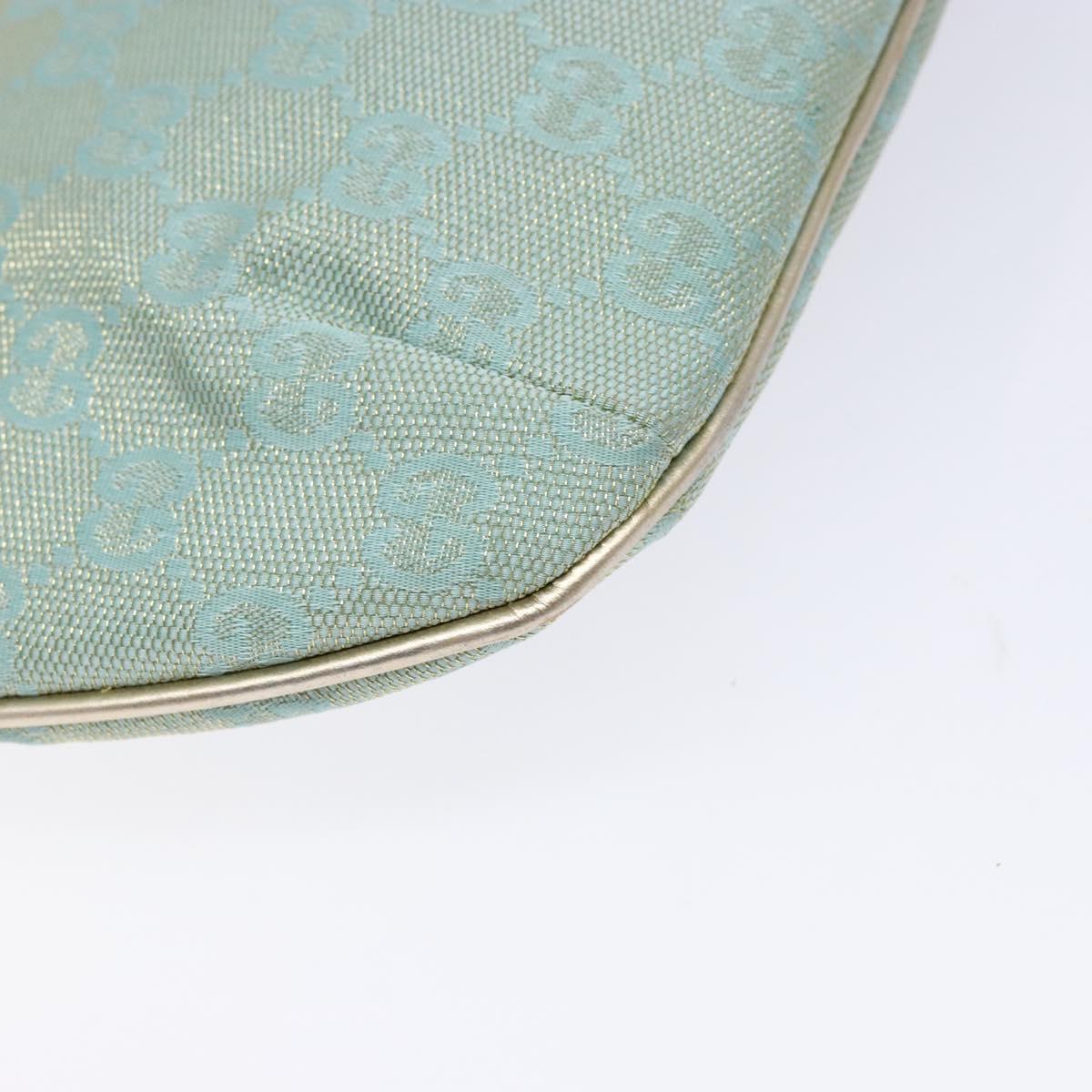 GUCCI GG Canvas Accessory Pouch Light Blue Gold 005 0813 Auth ki5876