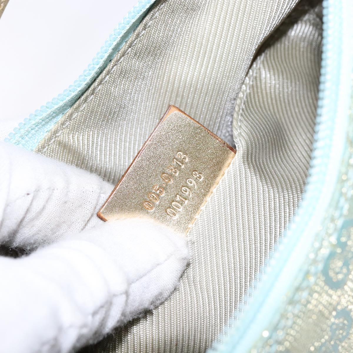 GUCCI GG Canvas Accessory Pouch Light Blue Gold 005 0813 Auth ki5876