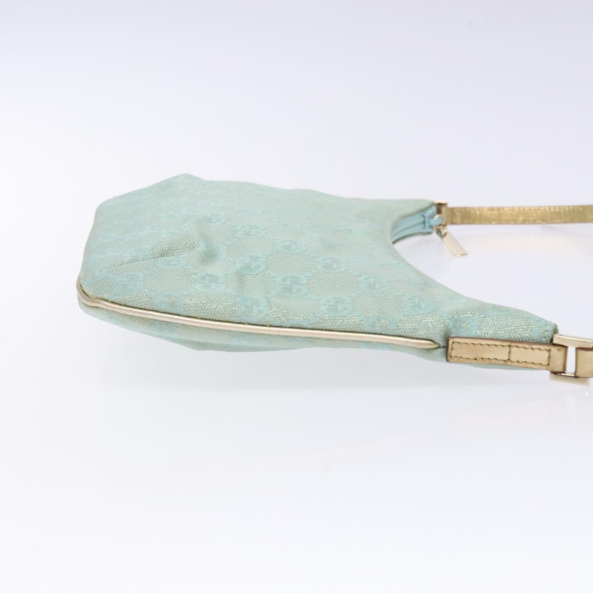 GUCCI GG Canvas Accessory Pouch Light Blue Gold 005 0813 Auth ki5876
