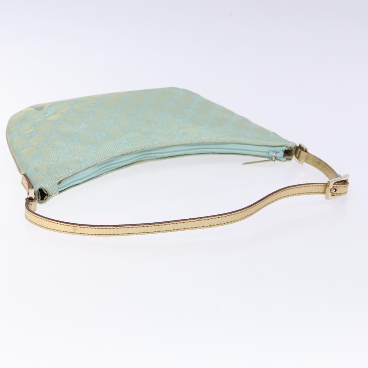 GUCCI GG Canvas Accessory Pouch Light Blue Gold 005 0813 Auth ki5876