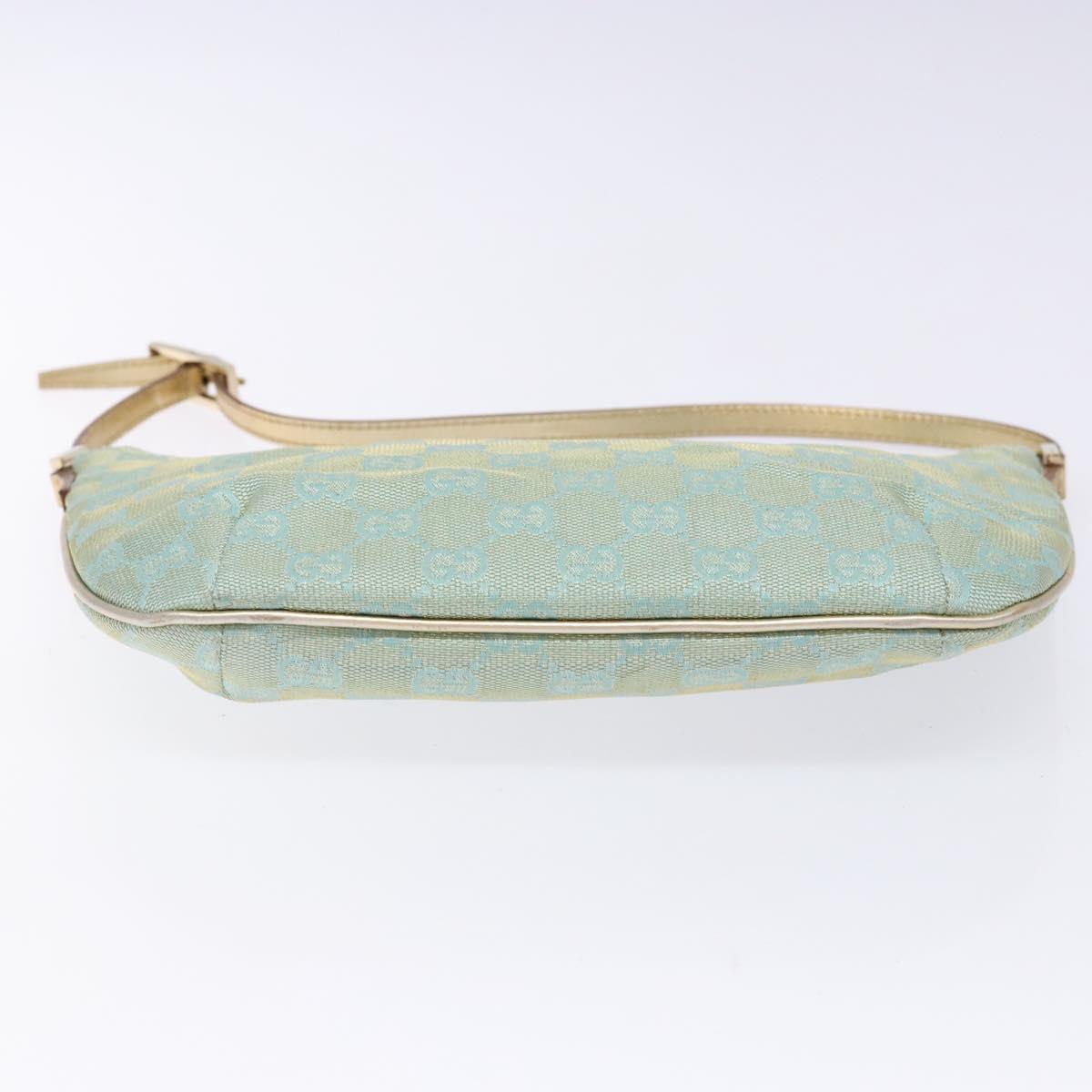 GUCCI GG Canvas Accessory Pouch Light Blue Gold 005 0813 Auth ki5876